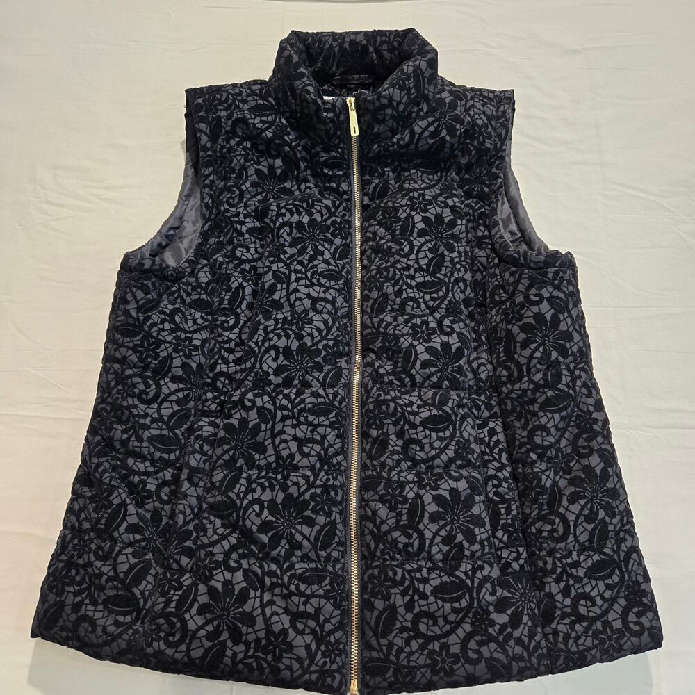 Kenneth Cole Velvet Floral Puffer Vest Velvet Burnout Full-zip Whimsigoth Sz XL